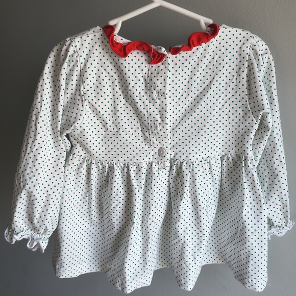 Polka Dot Smocked Adorable Top with Red Accents 3t - Picture 2 of 4